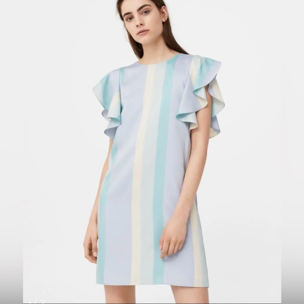 Mango Striped Ruffle Dress size M